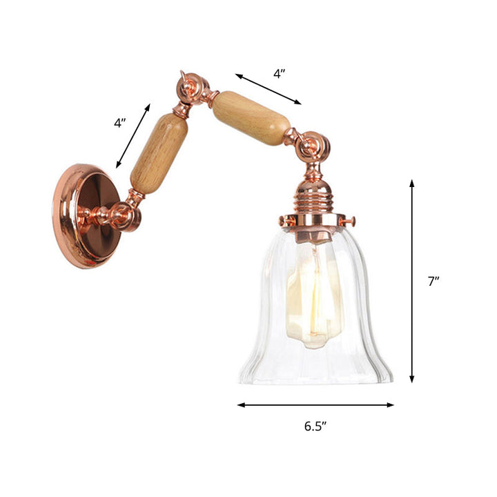 Lisslune | Single beam wall light with flared shade clear prismatic glass farmhouse bedroom wall light fixture
