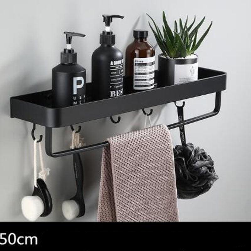 Lisslune | Black bathroom shelf made of space aluminum for wall mounting