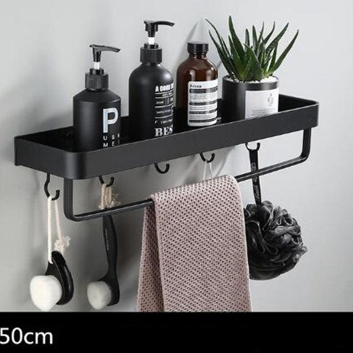 Lisslune | Black bathroom shelf made of space aluminum for wall mounting