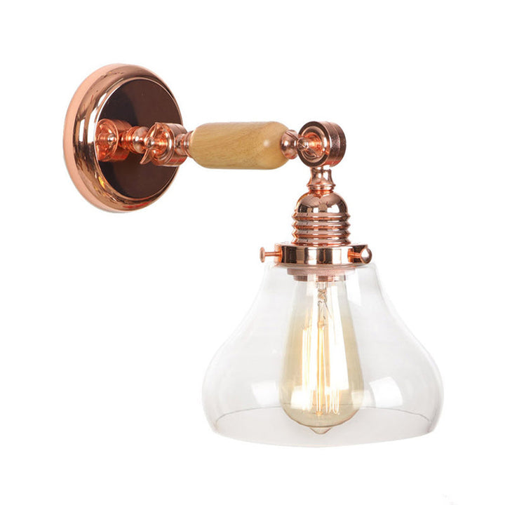 Lisslune | Pear-shaped living room wall lamp vintage clear glass 1 light rose gold wall lamp