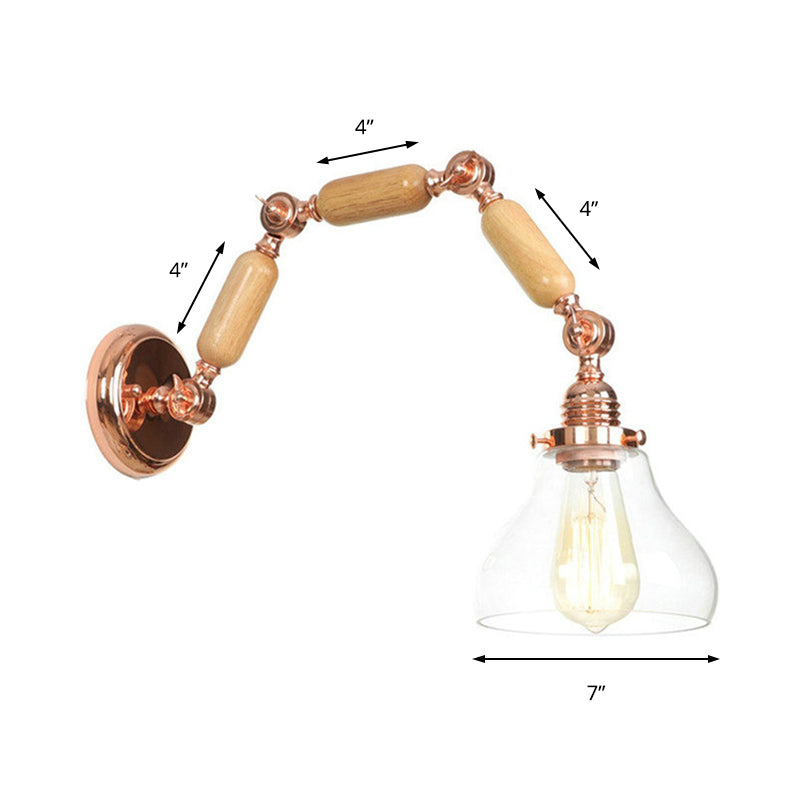 Lisslune | 1 Bulb Wall Lamp with Cone Shade Clear Glass Industrial Living Room Wall Light Lighting