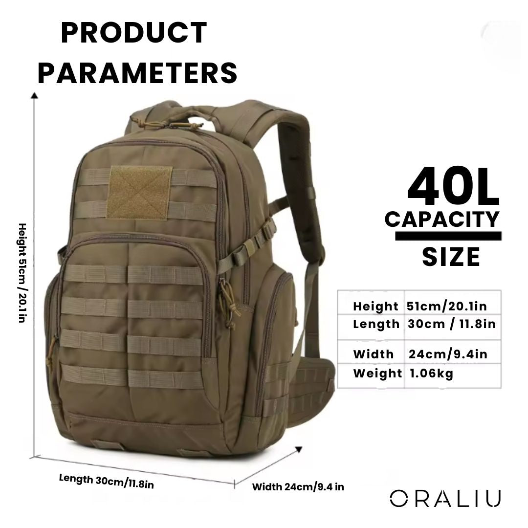 Lisslune | 25L Tactical Backpack – Water-Resistant Rucksack with MOLLE System & Hydration Compartment