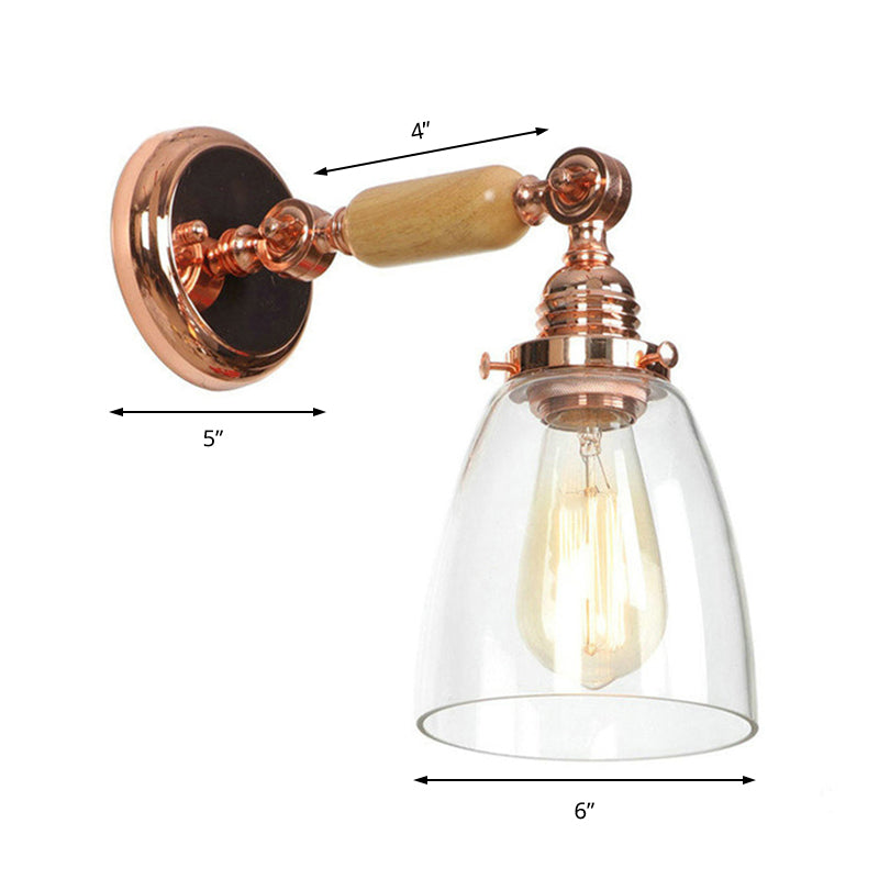 Lisslune | A wall light with a conical shade made of clear glass industrial design living room wall lamp