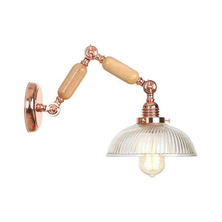 Lisslune | 1 Light Prismatic Glass Wall Lamp Light Vintage Rose Gold Room Bedroom Lighting Fixture with Extendable Arm
