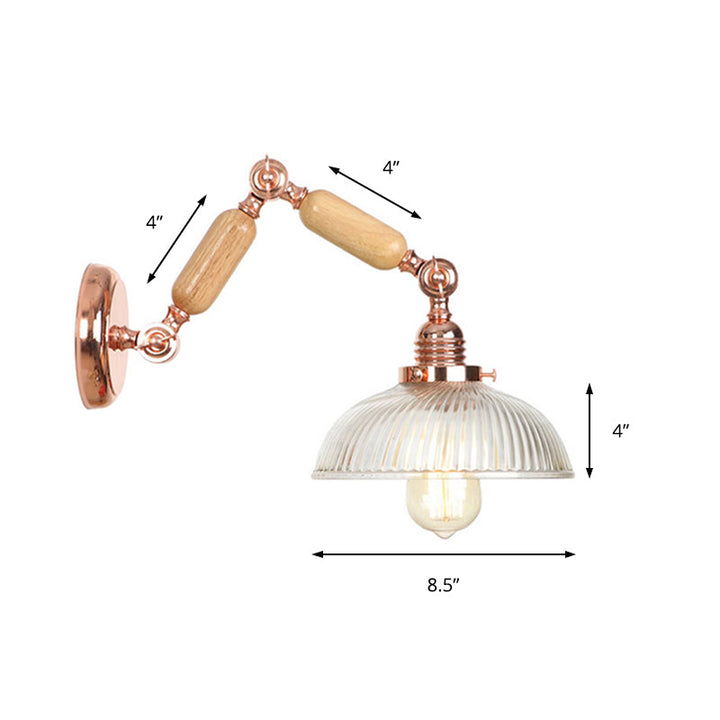 Lisslune | 1 Light Prismatic Glass Wall Lamp Light Vintage Rose Gold Room Bedroom Lighting Fixture with Extendable Arm