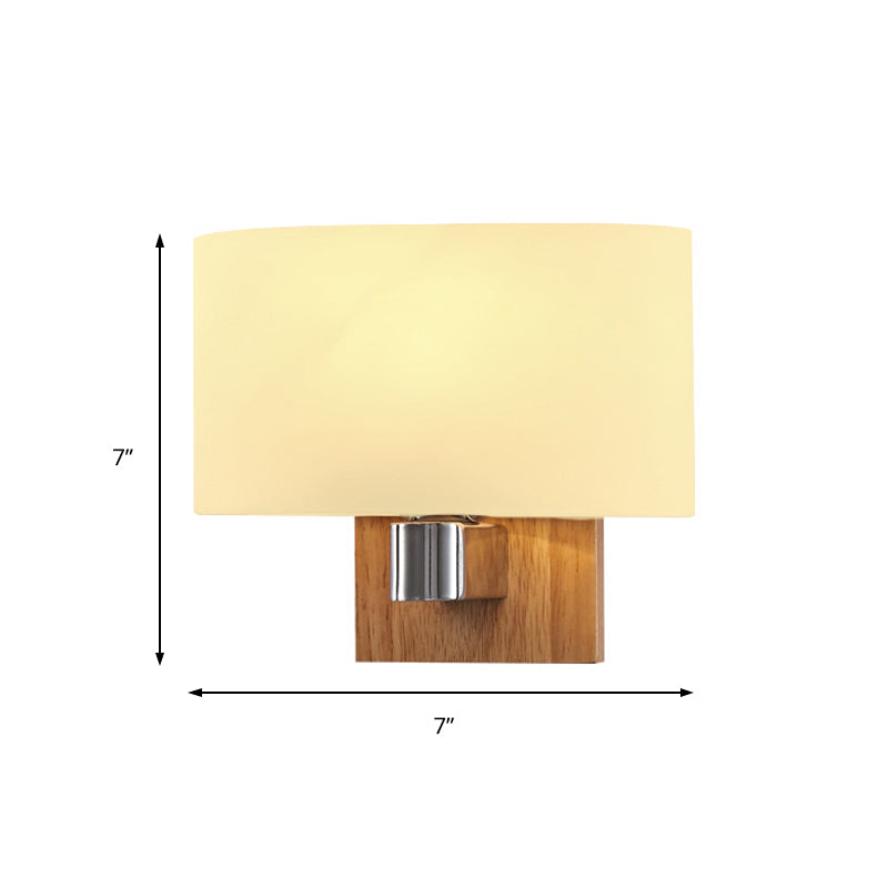 Lisslune | A wall lamp with a rectangular shade Opal glass Nordic living room wall lamp lighting fixture with wood