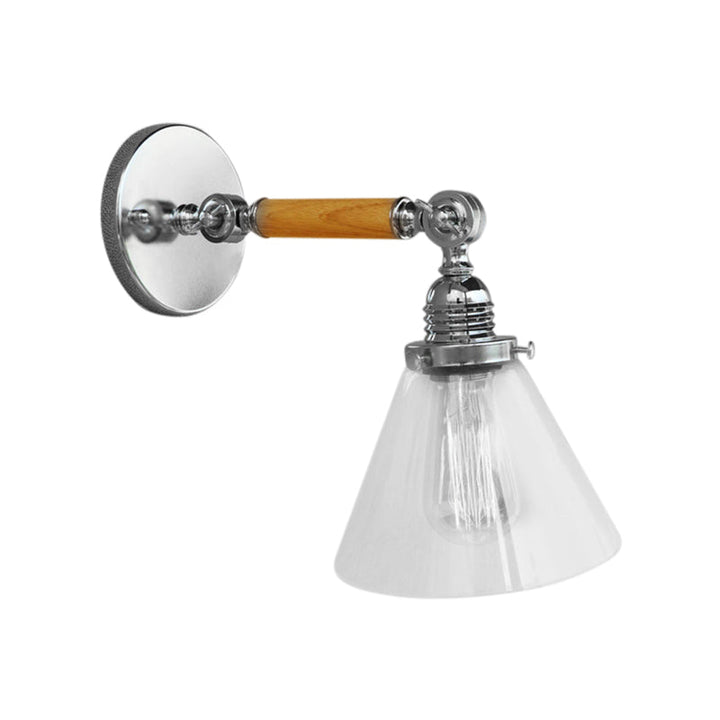 Lisslune | Cone Clear Glass Wall Mounted Lamp Industrial Single Bulb Dining Room Wall Light, 8"/4"/14"