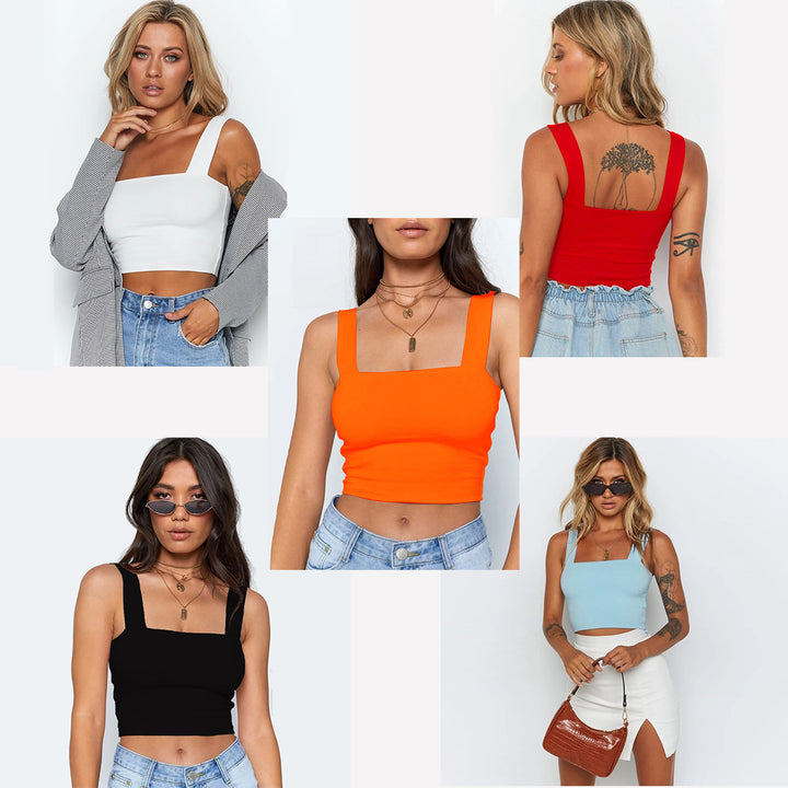 Damen Figurbetontes Crop-Top mit breiten Trägern Lisslune