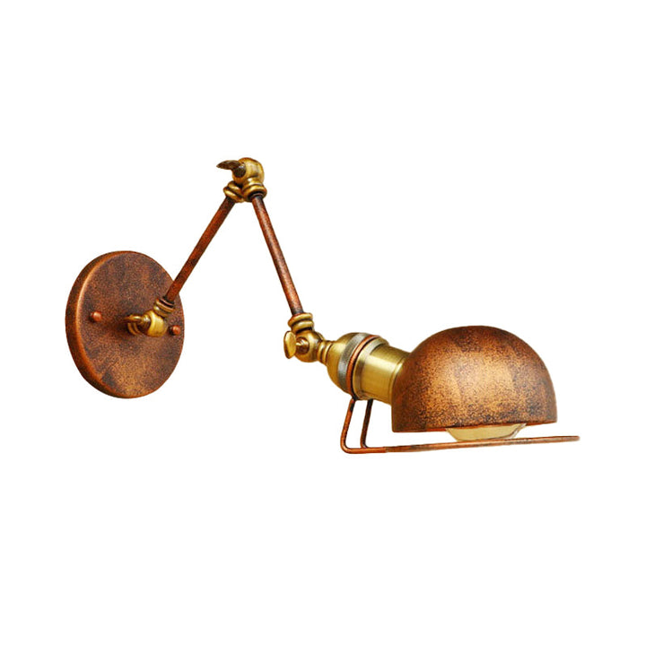 Lisslune | Vintage Industrial Bowl Wall Lamp 1 Light Iron Wall Lamp with Rotatable Arm in Black/Metal