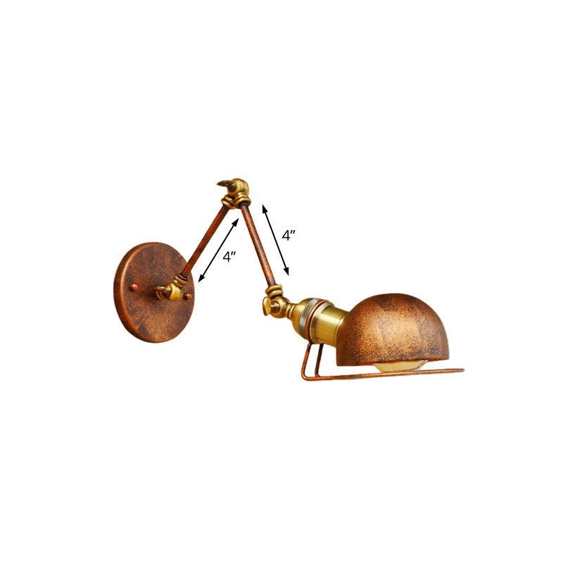 Lisslune | Vintage Industrial Bowl Wall Lamp 1 Light Iron Wall Lamp with Rotatable Arm in Black/Metal