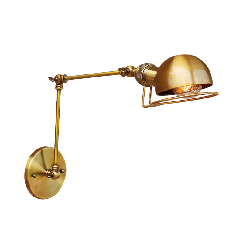 Lisslune | Vintage Industrial Bowl Wall Lamp 1 Light Iron Wall Lamp with Rotatable Arm in Black/Metal