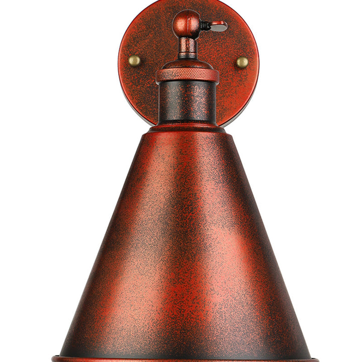 Skørter | Black/Rust 1 Head Wall Lamp Farmhouse Style Wrought Iron Conical Adjustable Wall Light Fixture for Outdoor