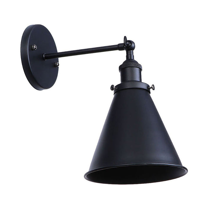 Skørter | Black/Rust 1 Head Wall Lamp Farmhouse Style Wrought Iron Conical Adjustable Wall Light Fixture for Outdoor