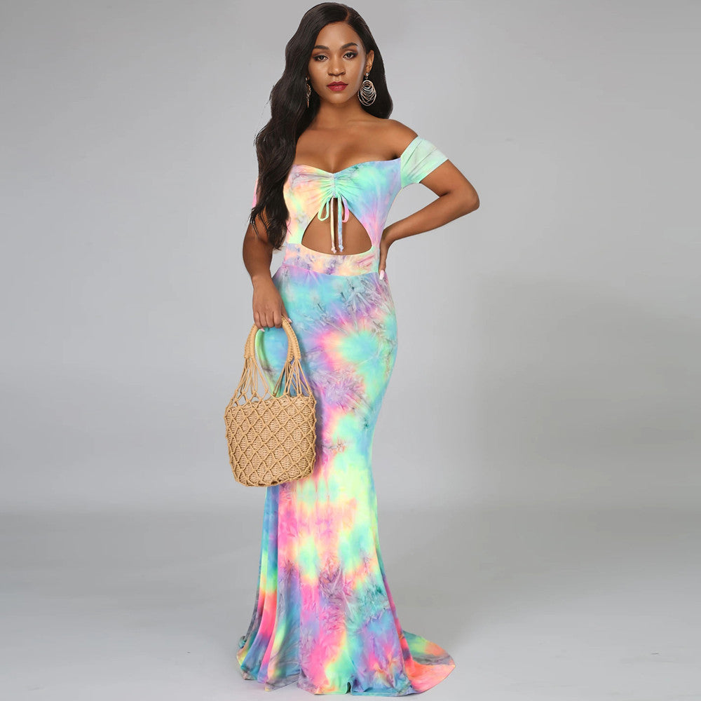 Women's maxi dress with off-shoulders and trendy neckline Lisslune