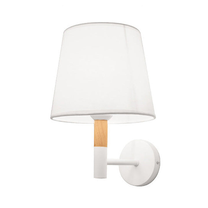 Lisslune | Modern Style Tapered Wall Sconces Light 1 Head Fabric Sconces Lighting Fixture in Black/White for Bedroom