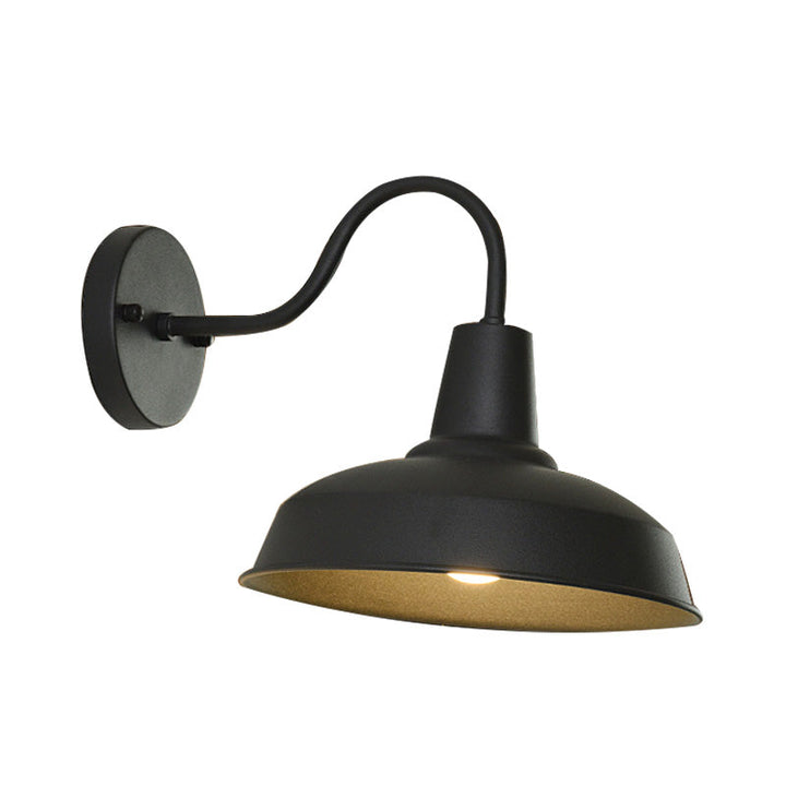 Skørter | Farmhouse Barn Wall Sconce Lighting 1 Bulb Metal Wall Lamp with Neck Arm in Black for Porch