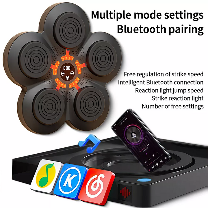 Lisslune | RhythmBox Wall Trainer – Smart Bluetooth Boxing Machine with Music & LED Reaction