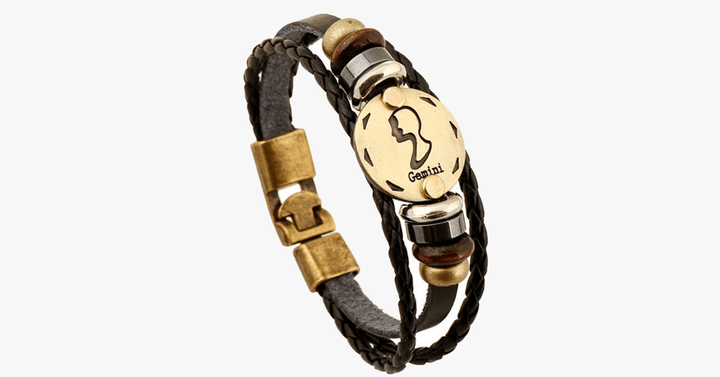 Lisslune | Zodiac Bracelet - Gallstone Leather Bracelet - Available for all zodiac signs