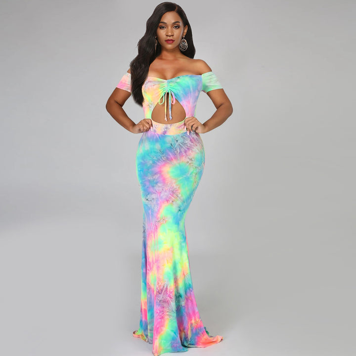 Women's maxi dress with off-shoulders and trendy neckline Lisslune