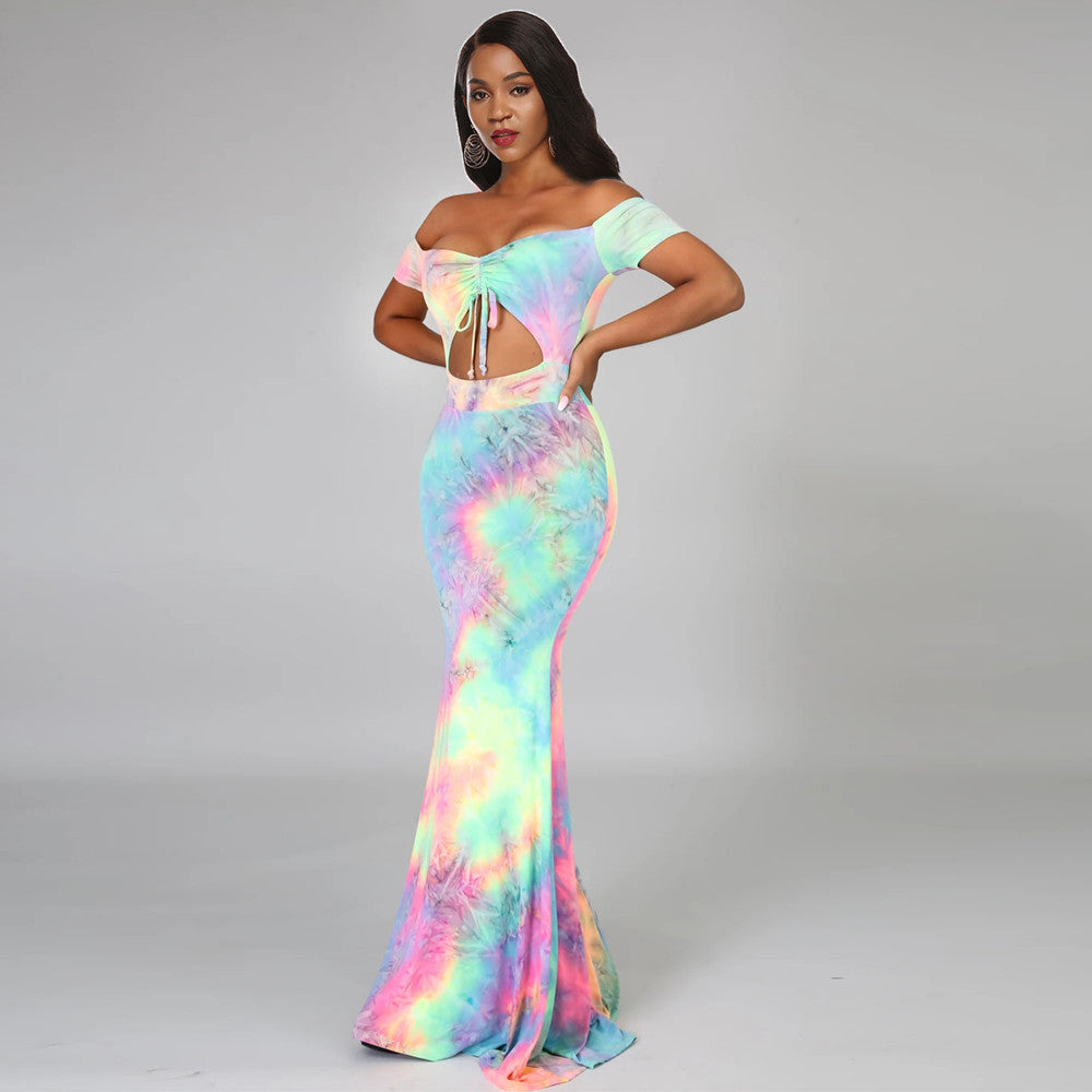 Women's maxi dress with off-shoulders and trendy neckline Lisslune