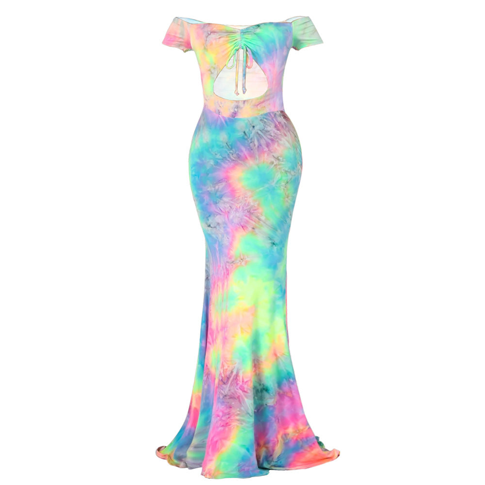 Women's maxi dress with off-shoulders and trendy neckline Lisslune