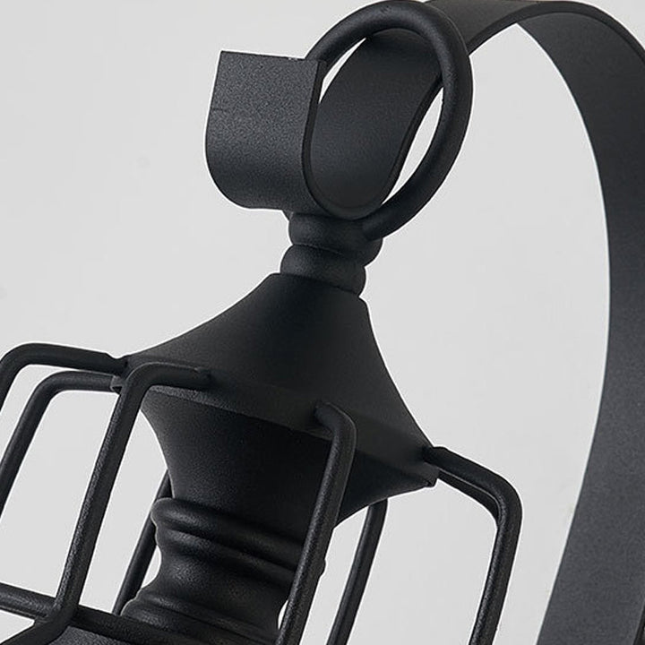 Lisslune | 1 Light Bell Shade Wall Lamp Industrial Black Glass Wall Lamp for Corridor with Metal Cage Frame