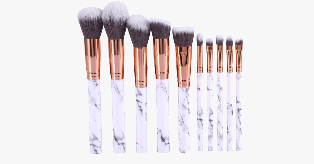 Lisslune | Chic Brush Set with Marble Handle - Versatile Luxuriously Looking Brushes