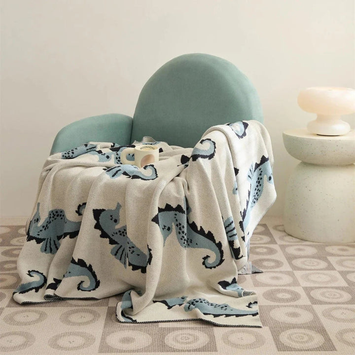 Lisslune | Nautical Seahorse Throw Blanket