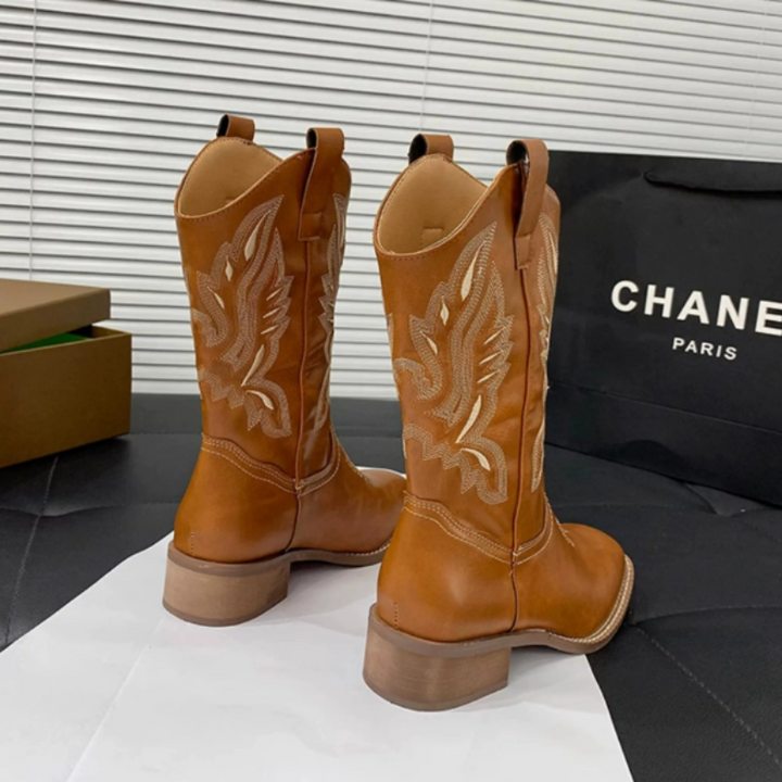 Lisslune | Western Style Boots Women with Pointed Toe and Block Heel, Cowboy Boots Women