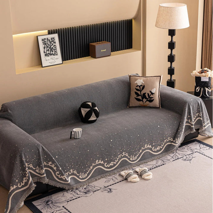 Lisslune | Cursive Glittering Chenille Sofa Cover