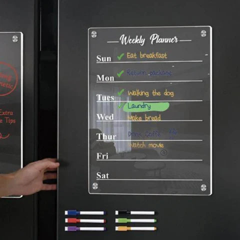 Lisslune | Weekly Planner Magnetic Fridge Organizer | Vibrant Markers, Easy Wipe Clean & Ideal for Home Kitchen Management