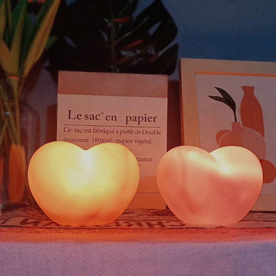 Lisslune | LuvSphere Silicone LED Night Light | Heart-Shaped Design | Table Lamp | Warm Mood Light | Decorative