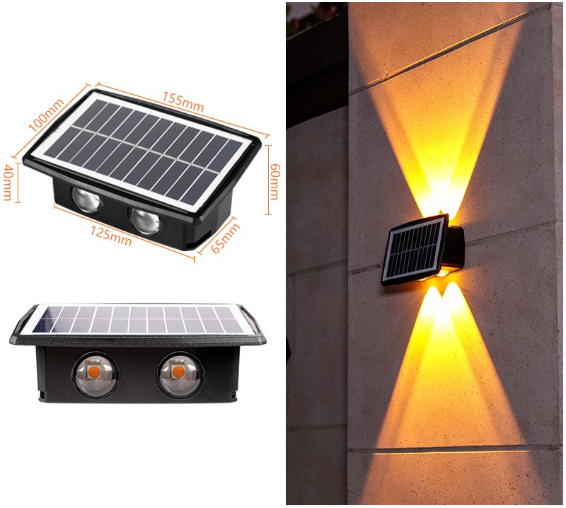 Lisslune | Solar LED outdoor wall light with up & down effect – Modern wall lighting for garden and terrace