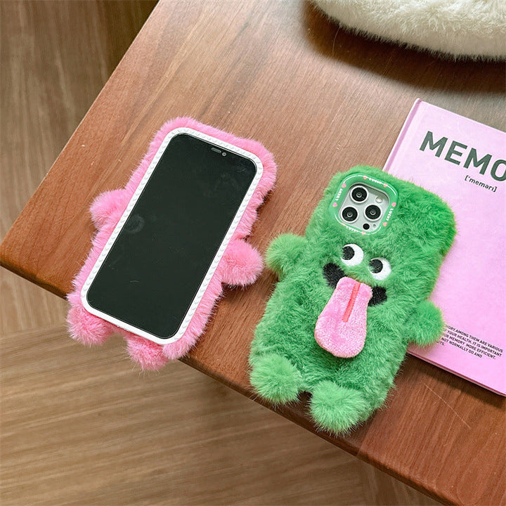Lisslune | Funny Tongue Sticking Out Plush Phone Case For iPhone