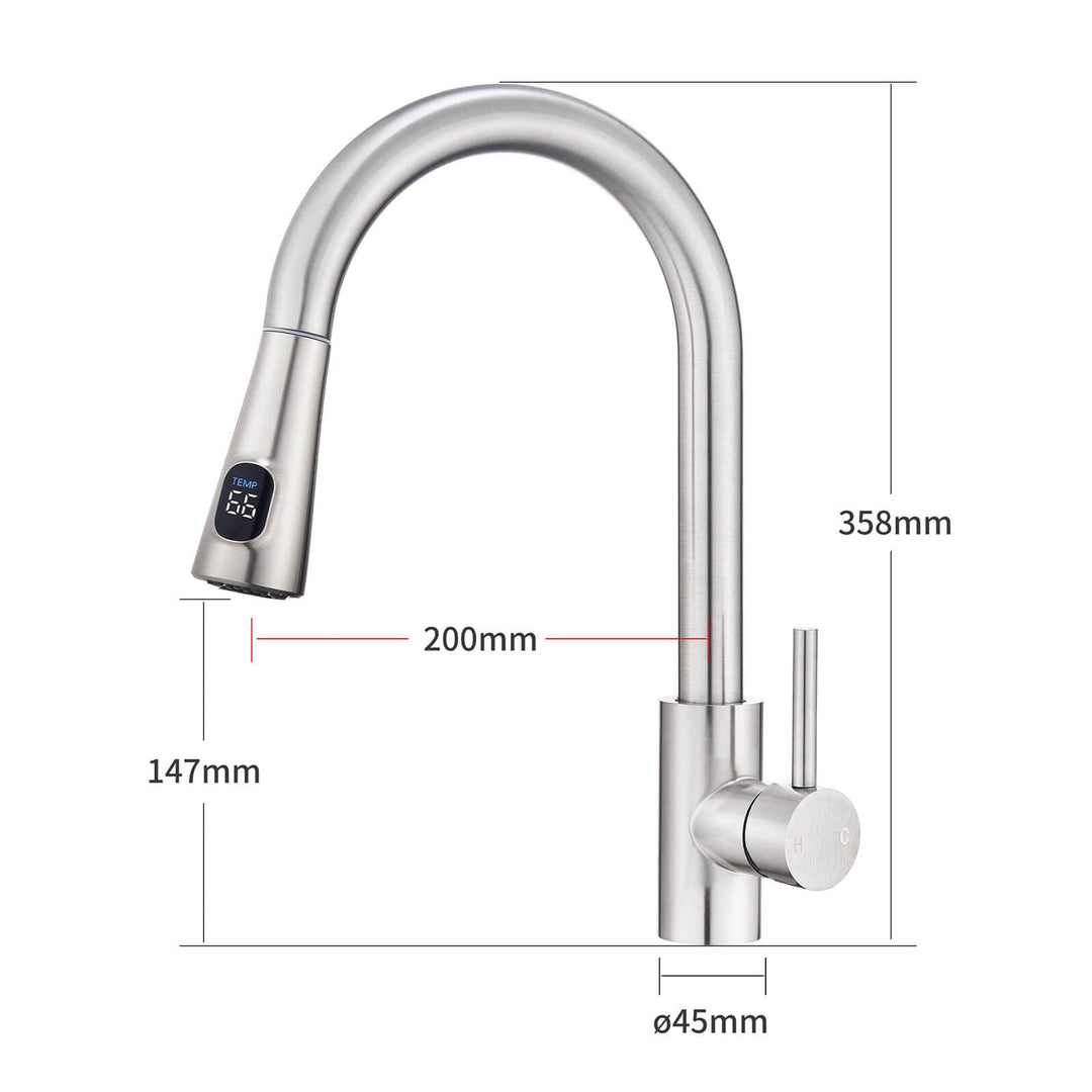 Lisslune | Kitchen faucet with 2 spray types, 360° swivel kitchen tap