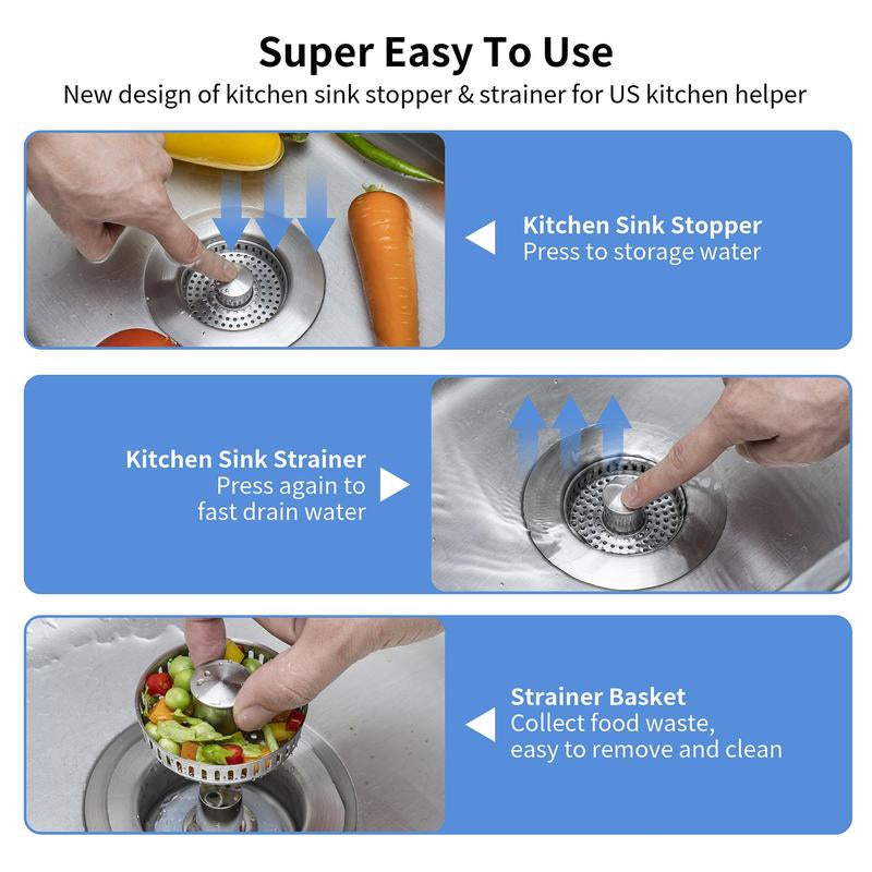 Lisslune | Upgrade 3-in-1 Kitchen Sink Drain Strainer