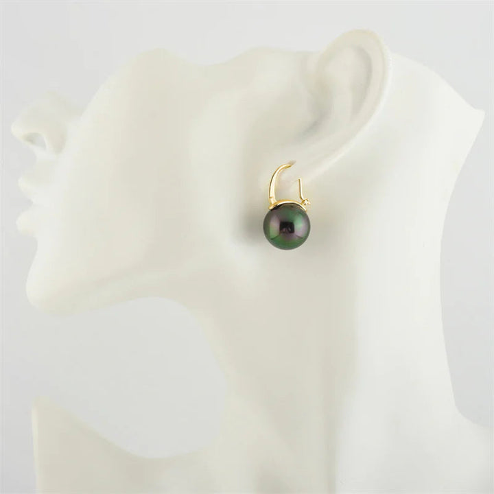 Lisslune | Black Pearl Earrings  Available in White Champagne Grey Gold and Black  Pearl Dangle Earrings