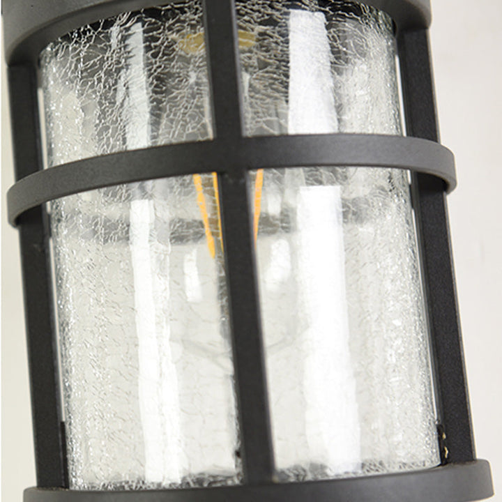 Skørter | Cylinder Outdoor Wall Light Vintage Crackle Glass 1 Light Black Wall Lamp, 6"/8" Wide