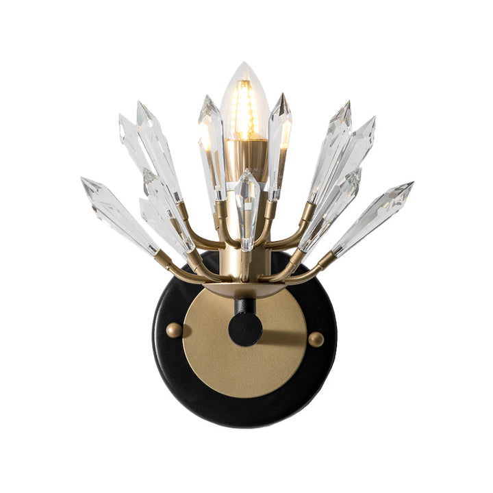 Lisslune | Sputnik Clear Crystal Wall Light Contemporary 1 Head Black and Gold Wall Mount Lighting
