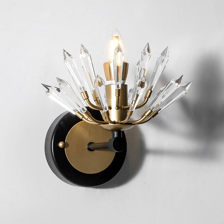 Lisslune | Sputnik Clear Crystal Wall Light Contemporary 1 Head Black and Gold Wall Mount Lighting