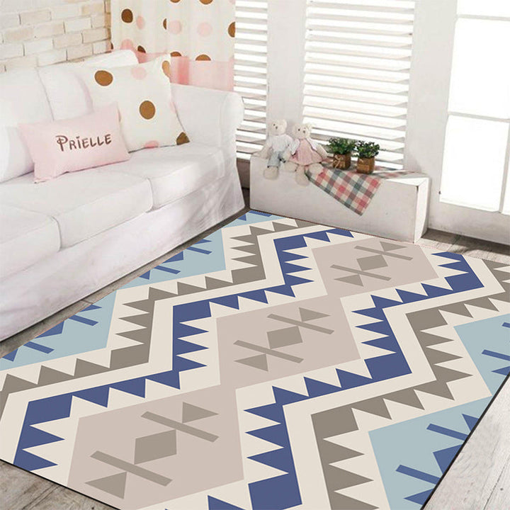 Lisslune | Banded Geometric Southwestern Rug Tribal Navajo Rug Polyester Washable Non-Slip Stain-Resistant Area Rug for Bedroom