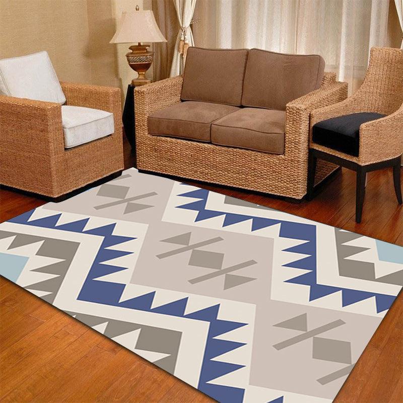 Lisslune | Banded Geometric Southwestern Rug Tribal Navajo Rug Polyester Washable Non-Slip Stain-Resistant Area Rug for Bedroom