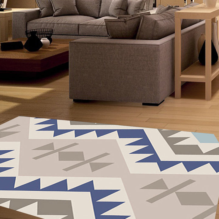 Lisslune | Banded Geometric Southwestern Rug Tribal Navajo Rug Polyester Washable Non-Slip Stain-Resistant Area Rug for Bedroom