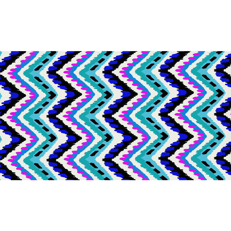 Lisslune | Zigzag Chevron Stripe Area Rug in Blue and Purple Polyester Pet-Friendly Stain-Resistant Flooring