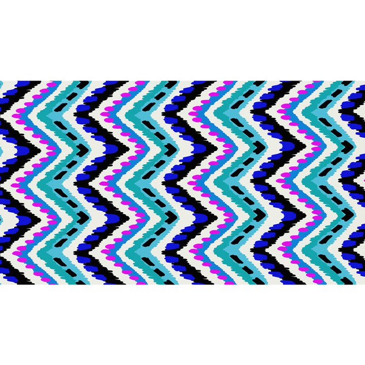 Lisslune | Zigzag Chevron Stripe Area Rug in Blue and Purple Polyester Pet-Friendly Stain-Resistant Flooring