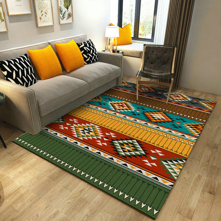 Lisslune | Traditional area rug for the living room Ancestor Kashkuli bands diamond rug synthetic anti-slip pet-friendly in vintage multicolored