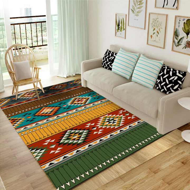 Lisslune | Traditional area rug for the living room Ancestor Kashkuli bands diamond rug synthetic anti-slip pet-friendly in vintage multicolored