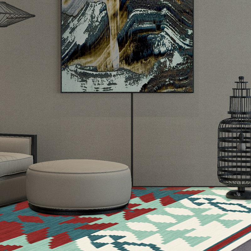 Lisslune | Geometric Southwest Tribal Area Rug Abstract Spears Polyester Stain Resistant Flooring in Rust Red