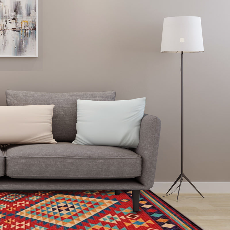 Lisslune | Beef Frame Retro Tribal Carpet with Moroccan Medallion synthetic anti-slip pet-friendly rug for the fireplace