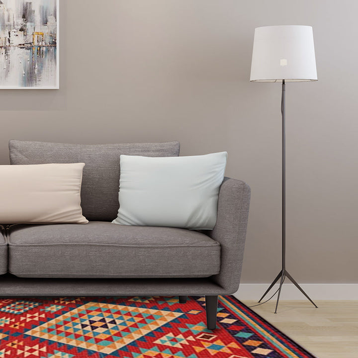 Lisslune | Beef Frame Retro Tribal Carpet with Moroccan Medallion synthetic anti-slip pet-friendly rug for the fireplace